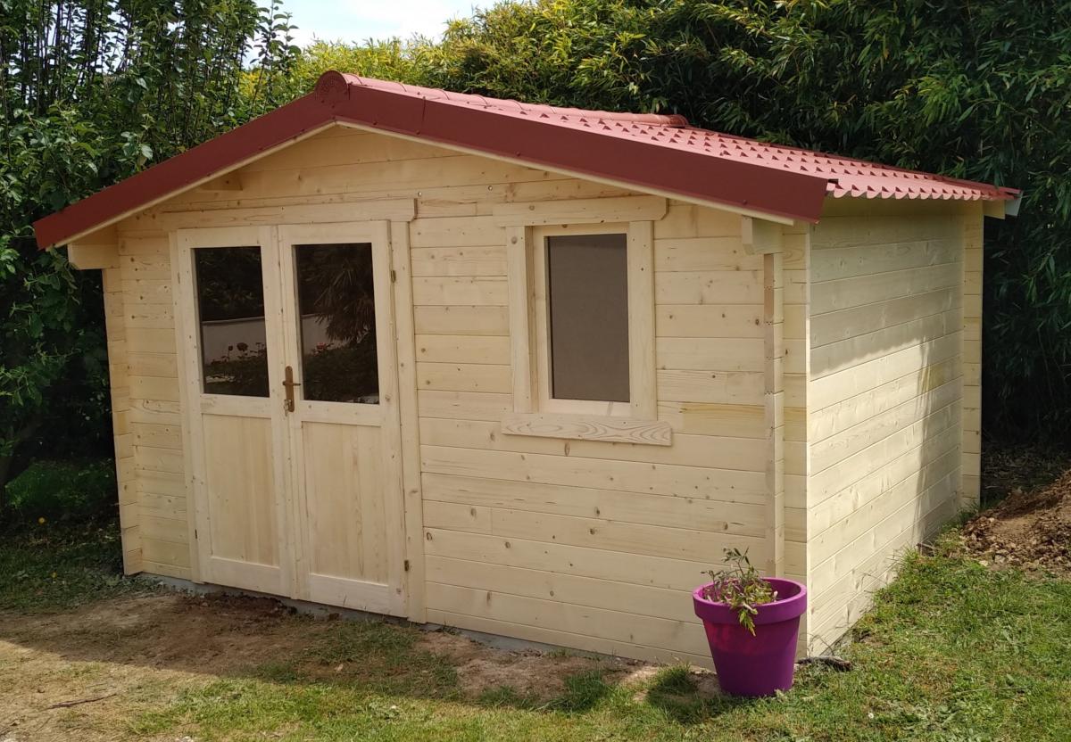 Abri de jardin en bois avec baies vitrées, Faro, 28 mm, 12 m²