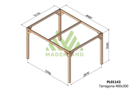 PERGOLA TARRAGONA - 12 m² - Autoportée -Dim(cm): 400 x 300