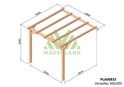 Pergola adossée VERSAILLES 300x300cm