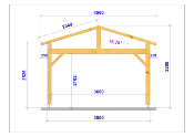 Carport double pentes 4,5 x 4,5 m en Epicéa traité