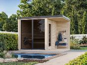Sauna Bois Sarah 3.8m² - Bancs Double Niveau & Fenêtre - Palmako