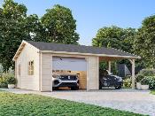 Garage bois Palmako ROGER 19,0 + 16,2 m² – 44 mm avec porte sectionnelle