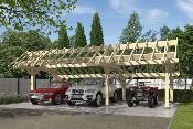 Carport asymétrique 5,41 x 9,48 m en Epicéa traité