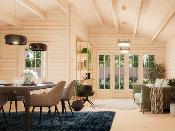 Abris de jardin IRENE 21.9+5.2 m² en 44 mm avec plancher