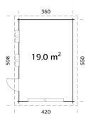 Garage RASMUS 19 m² 44 mm avec porte Sectionnelle