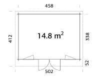 ABRI DE JARDIN Mono Pente BRET 14.8 m² - 44 mm - avec plancher bois