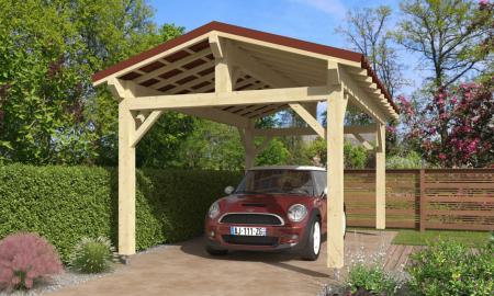 Carport double pentes 3,5 x 5,5 m en Epicéa traité