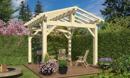 Carport double pentes 3,5 x 3,5 m en épicéa traité